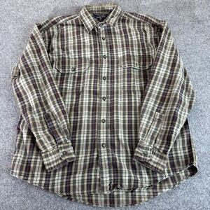 American Eagle Long Sleeve Men's Large Button Up Flannel Plaid Durable Goods